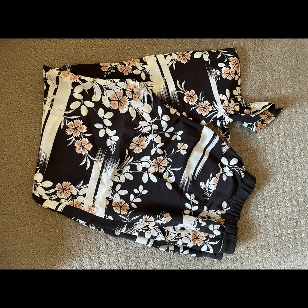 Anthropologie elevenses lightweight summer floral pant jogger tie ankle medium